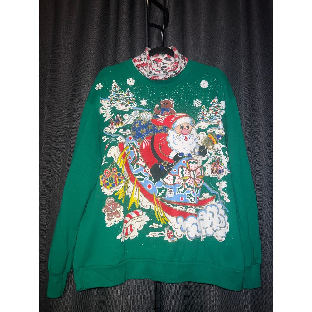 Ugly Christmas Sweater Green Santa Design